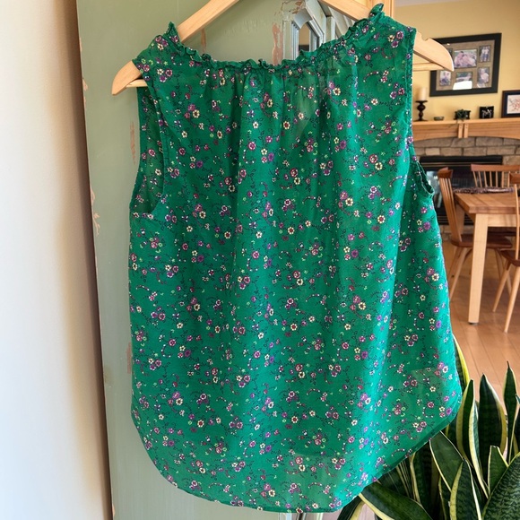 XiRENA Women’s Isabel Silk/cotton Ruffle Tank Top Color Green Grass Print Medium - Picture 15 of 15